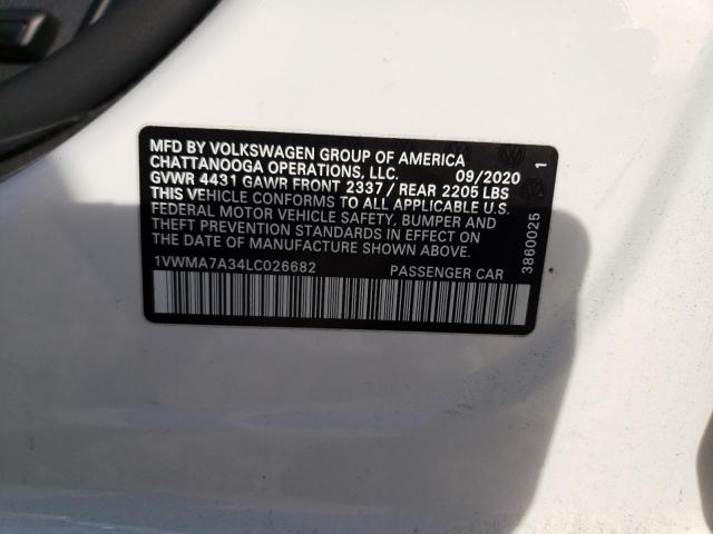 1VWMA7A34LC026682 - 2020 VOLKSWAGEN PASSAT R-L 白色 照片 12