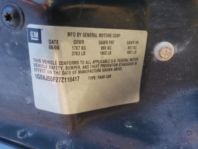 1G8AJ55F27Z118417 - 2007 SATURN ION LEVEL BLACK photo 10