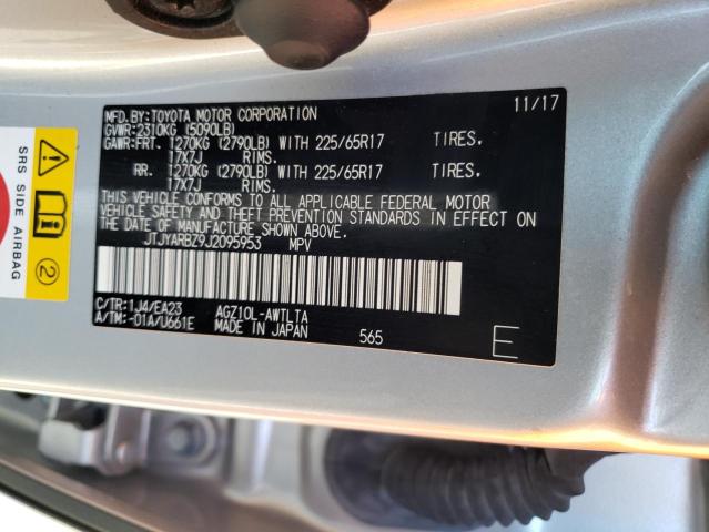 JTJYARBZ9J2095953 - 2018 LEXUS NX 300 BAS Srebrny zdjęcie 12