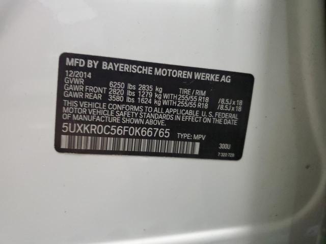 5UXKR0C56F0K66765 - 2015 BMW X5 XDRIVE3 WHITE photo 13
