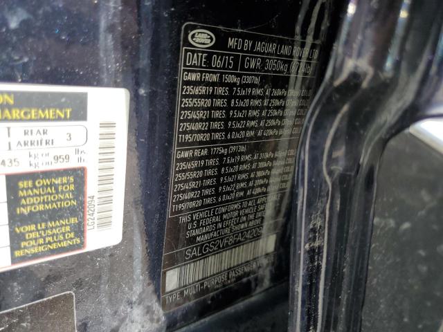 SALGS2VF8FA242094 - 2015 LAND ROVER RANGE ROVE BLUE photo 13