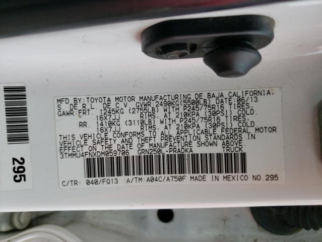 3TMMU4FNXDM059706 - 2013 TOYOTA TACOMA DOU WHITE photo 12