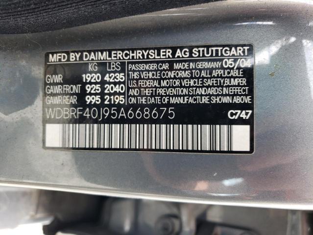 WDBRF40J95A668675 - 2005 MERCEDES-BENZ C 230K SPO BLUE photo 10