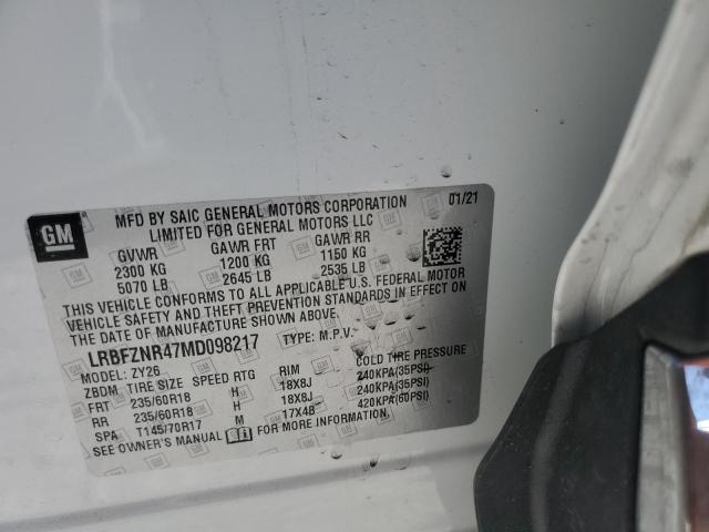 LRBFZNR47MD098217 - 2021 BUICK ENVISION E Սպիտակ լուսանկար 10