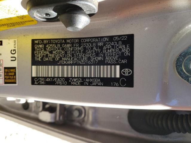 JTDKAMFP1N3216317 - 2022 TOYOTA PRIUS PRIM 银色 照片 12