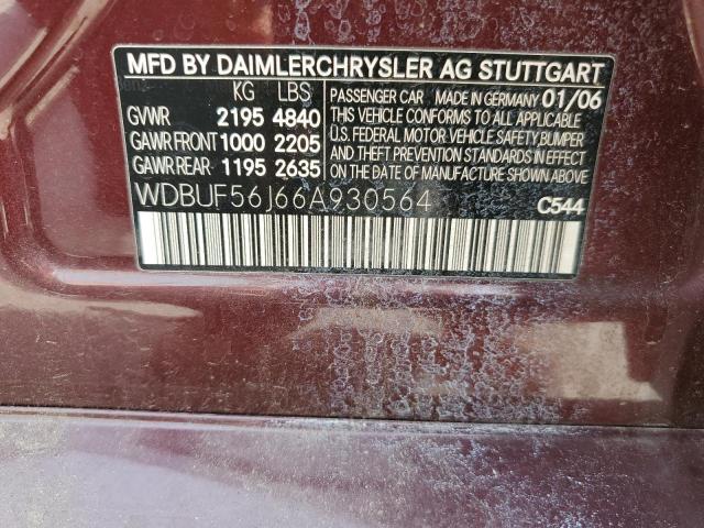 WDBUF56J66A930564 - 2006 MERCEDES-BENZ E 350 BURGUNDY photo 12