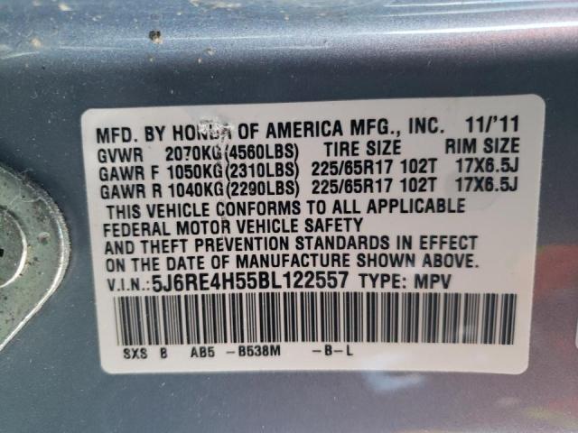 5J6RE4H55BL122557 - 2011 HONDA CR-V EX 蓝色 照片 10