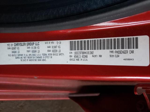 1B3CC5FB8AN181302 - 2010 DODGE AVENGER R/ RED photo 10