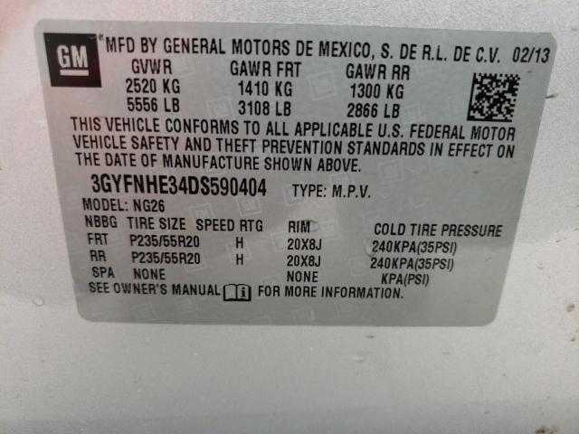 3GYFNHE34DS590404 - 2013 CADILLAC SRX PERFOR 银色 照片 10