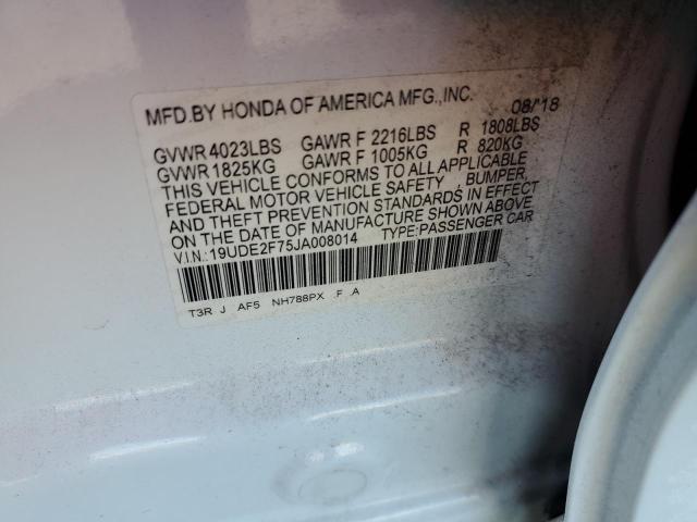 19UDE2F75JA008014 - 2018 ACURA ILX PREMIU WHITE photo 12