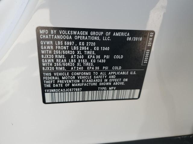1V2NR2CA2JC577557 - 2018 VOLKSWAGEN ATLAS SEL Ağ foto 12
