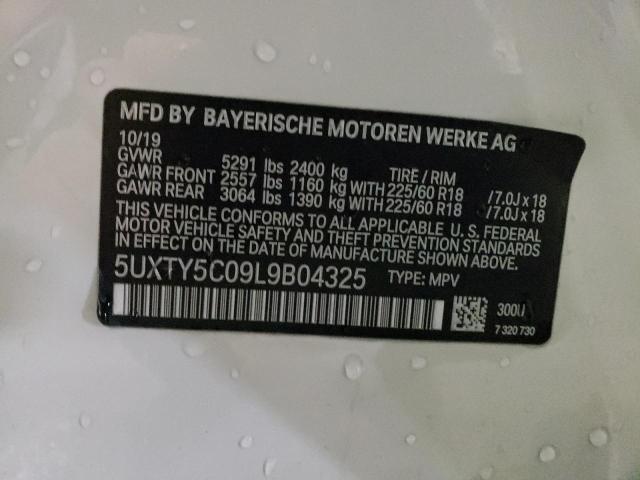 5UXTY5C09L9B04325 - 2020 BMW X3 XDRIVE3 WHITE photo 13