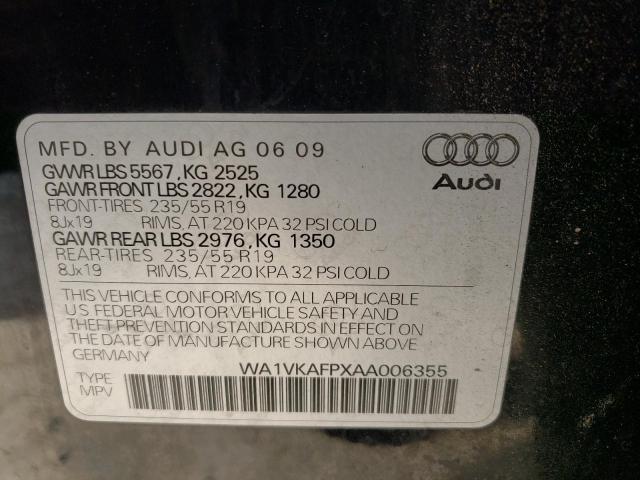 WA1VKAFPXAA006355 - 2010 AUDI Q5 PRESTIG BLACK photo 12