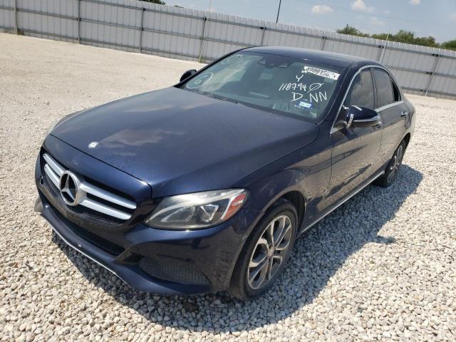 55SWF4KB6FU011446 - 2015 MERCEDES-BENZ C300 4 MAT BLUE photo 2