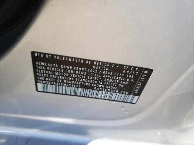 3VW2K7AJ5EM223526 - 2014 VOLKSWAGEN JETTA BASE 银色 照片 10
