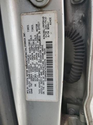 5TEGM92N74Z332376 - 2004 TOYOTA TACOMA DOU SILVER photo 12