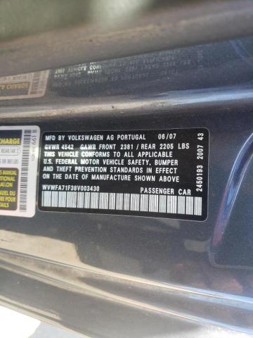 WVWFA71F38V003430 - 2008 VOLKSWAGEN EOS LUX 灰色 照片 12