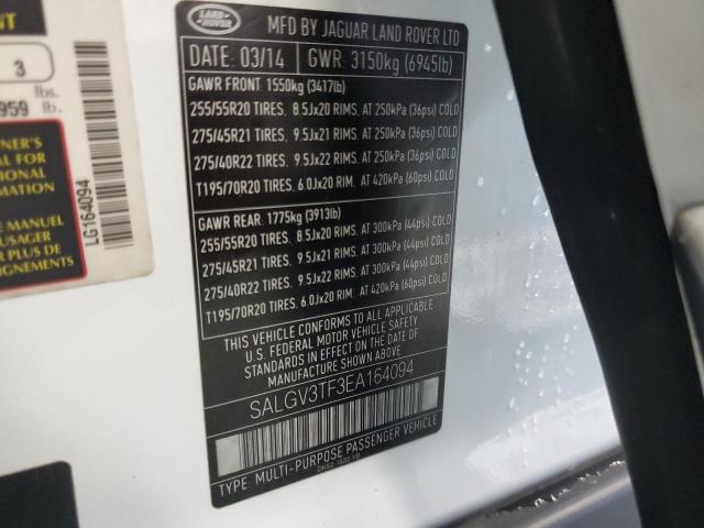 SALGV3TF3EA164094 - 2014 LAND ROVER RANGE ROVE WHITE photo 13