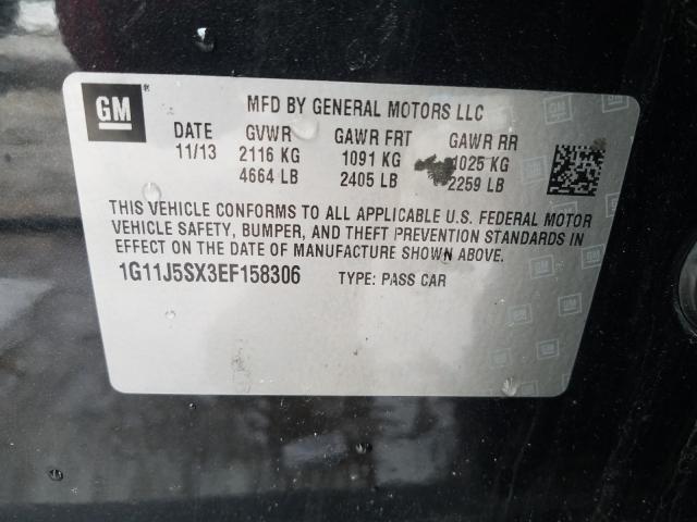 1G11J5SX3EF158306 - 2014 CHEVROLET MALIBU LTZ შავი ფოტო 10