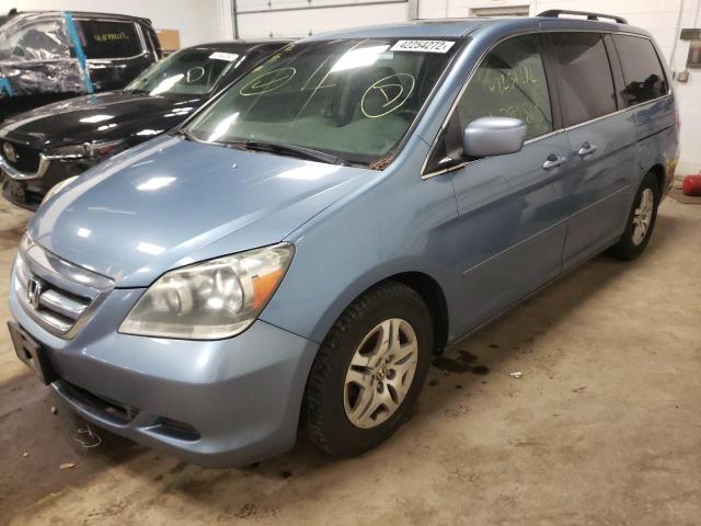 5FNRL38726B111256 - 2006 HONDA ODYSSEY EX BLUE photo 2