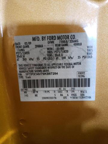 1FTPX14V79KB67284 - 2009 FORD F150 SUPER GOLD photo 12