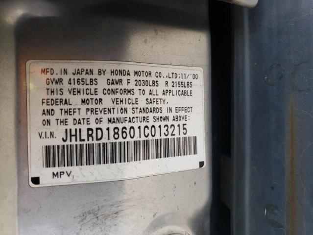 JHLRD18601C013215 - 2001 HONDA CR-V EX SILVER photo 13