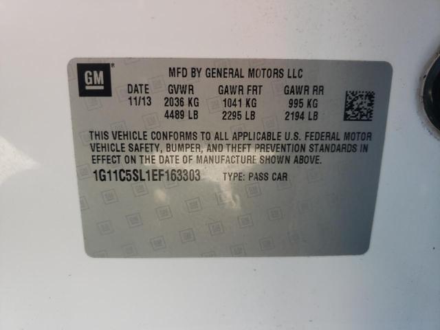 1G11C5SL1EF163303 - 2014 CHEVROLET MALIBU 1LT თეთრი ფოტო 10