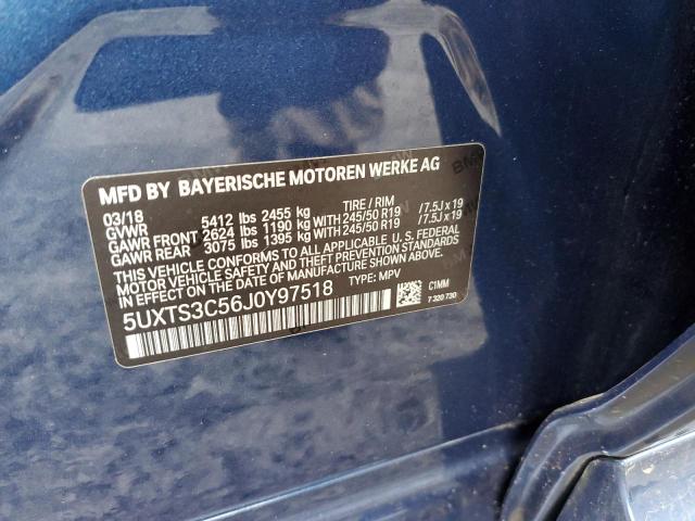 5UXTS3C56J0Y97518 - 2018 BMW X3 XDRIVEM BLUE photo 12