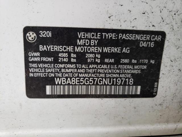 WBA8E5G57GNU19718 - 2016 BMW 320 XI WHITE photo 12