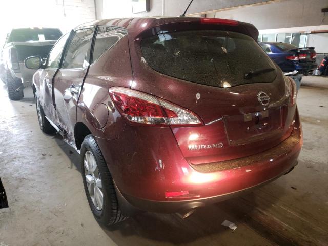 JN8AZ1MW1CW227959 - 2012 NISSAN MURANO S BURGUNDY photo 3