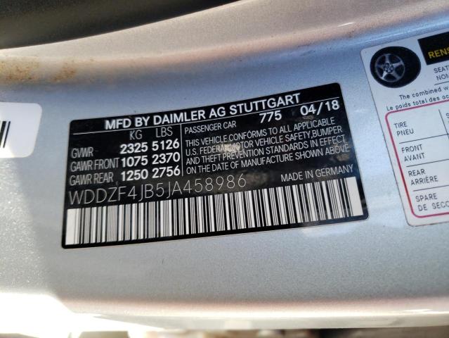 WDDZF4JB5JA458986 - 2018 MERCEDES-BENZ E 300 SILVER photo 12