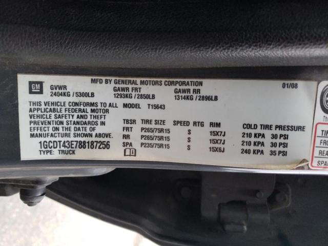 1GCDT43E788187256 - 2008 CHEVROLET COLORADO L GRAY photo 10
