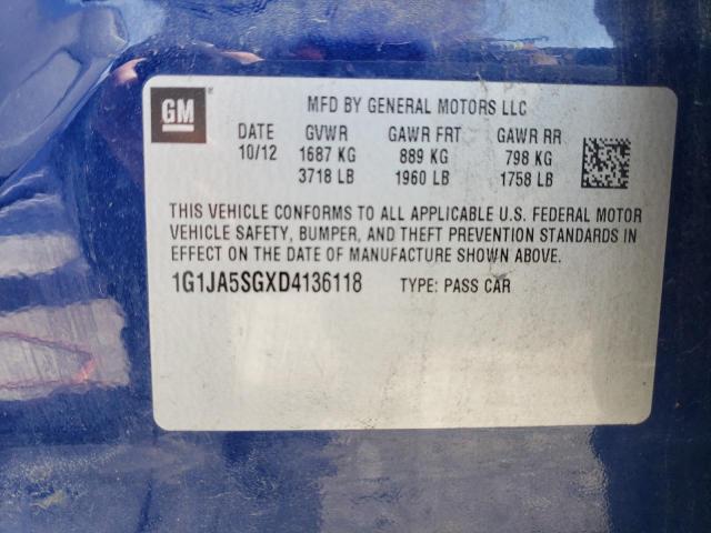 1G1JA5SGXD4136118 - 2013 CHEVROLET SONIC LS 蓝色 照片 12
