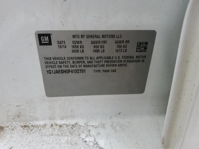 1G1JA6SH0F4132791 - 2015 CHEVROLET SONIC LS WHITE photo 12