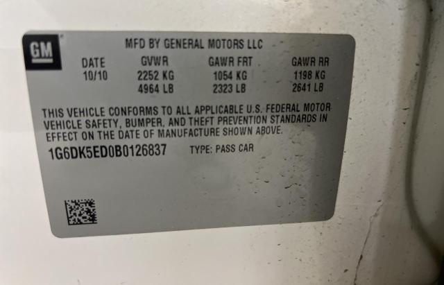 1G6DK5ED0B0126837 - 2011 CADILLAC CTS PERFOR Белый фото 10