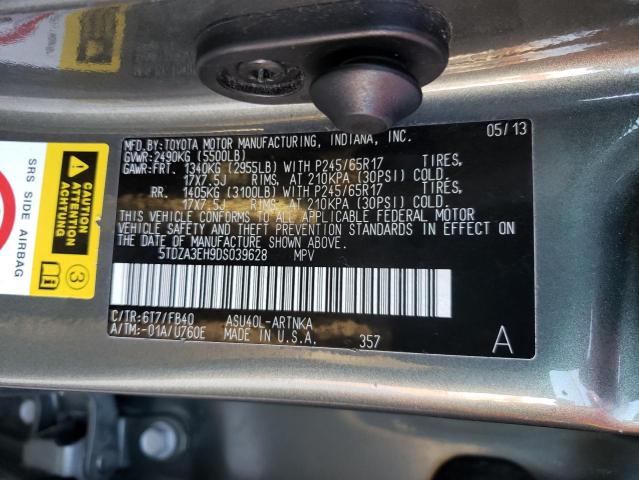 5TDZA3EH9DS039628 - 2013 TOYOTA HIGHLANDER رمادي صورة 13