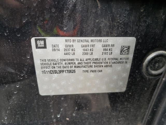 1G11C5SL3FF170626 - 2015 CHEVROLET MALIBU 1LT შავი ფოტო 10