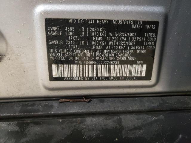 4S4BRBCC2D3246239 - 2013 SUBARU OUTBACK 2. SILVER photo 12
