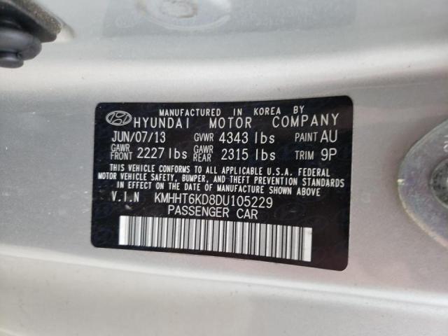 KMHHT6KD8DU105229 - 2013 HYUNDAI GENESIS SILVER photo 10