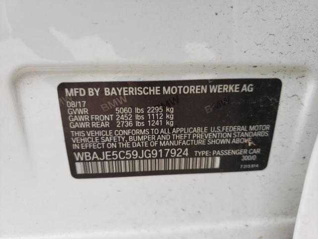 WBAJE5C59JG917924 - 2018 BMW 540 I WHITE photo 10