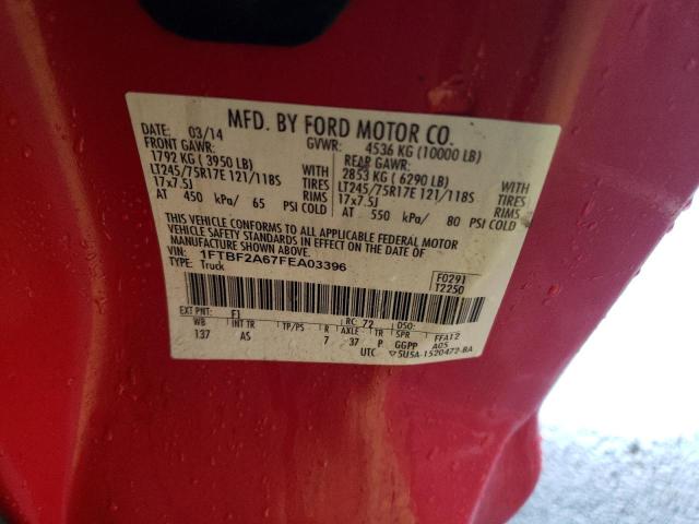 1FTBF2A67FEA03396 - 2015 FORD F250 SUPER RED photo 14