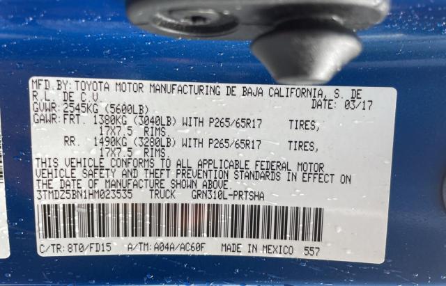 3TMDZ5BN1HM023535 - 2017 TOYOTA TACOMA DOU 蓝色 照片 10
