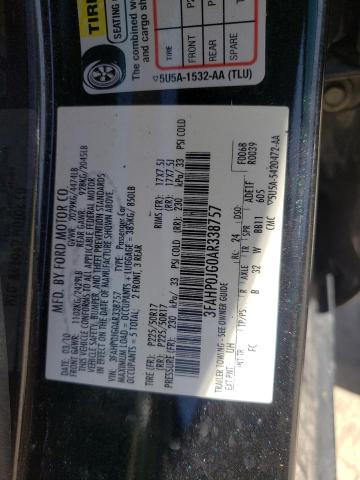 3FAHP0JG0AR338757 - 2010 FORD FUSION SEL BLACK photo 10