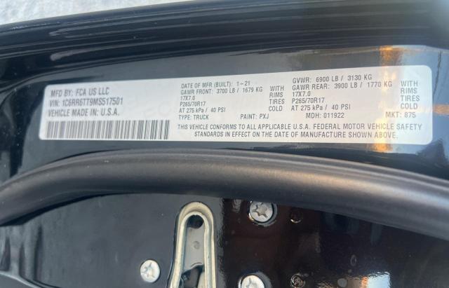 1C6RR6TT9MS517501 - 2021 RAM 1500 CLASS შავი ფოტო 10