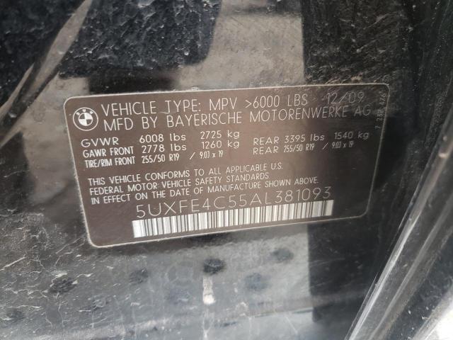 5UXFE4C55AL381093 - 2010 BMW X5 XDRIVE3 BLACK photo 12