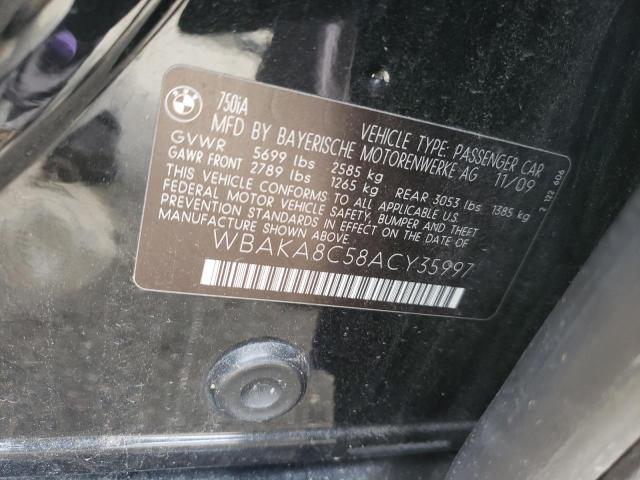 WBAKA8C58ACY35997 - 2010 BMW 750 I BLACK photo 10