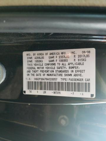 1HGCP26479A020057 - 2009 HONDA ACCORD LXP BLACK photo 12