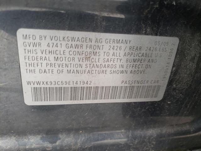 WVWXK93C59E141942 - 2009 VOLKSWAGEN PASSAT WAG CHARCOAL photo 10