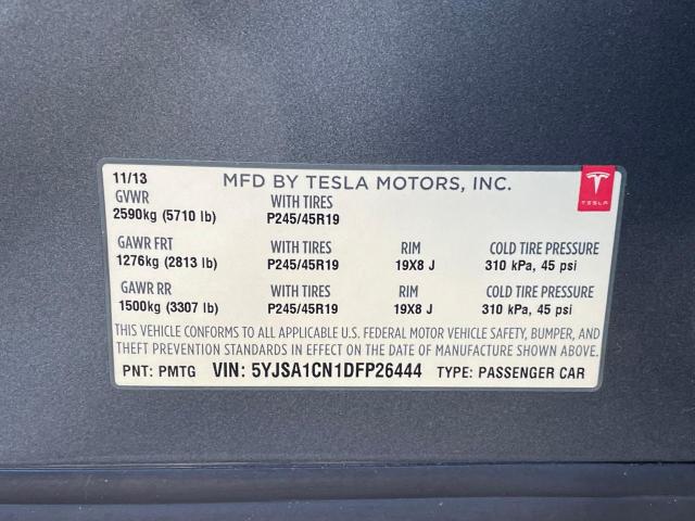 5YJSA1CN1DFP26444 - 2013 TESLA MODEL S Մոխրագույն լուսանկար 10
