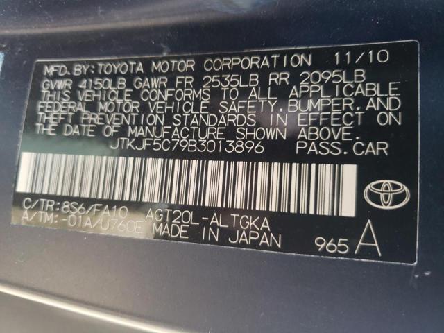 JTKJF5C79B3013896 - 2011 TOYOTA SCION TC ლურჯი ფოტო 10